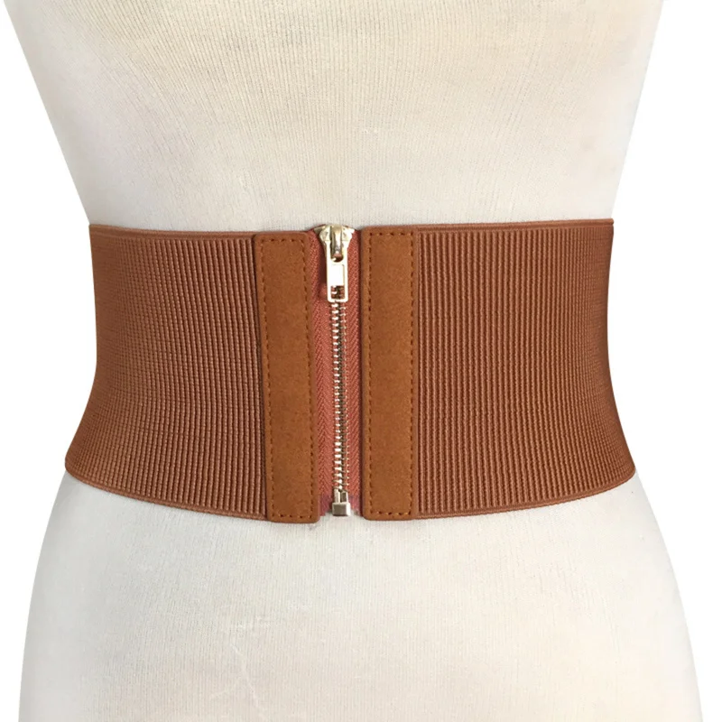 

Women Elastic Waist Belt Dress Belt Accessories Stretch Wide Zipper Corset Fashion Waistband Dress Adornment For Women Strap