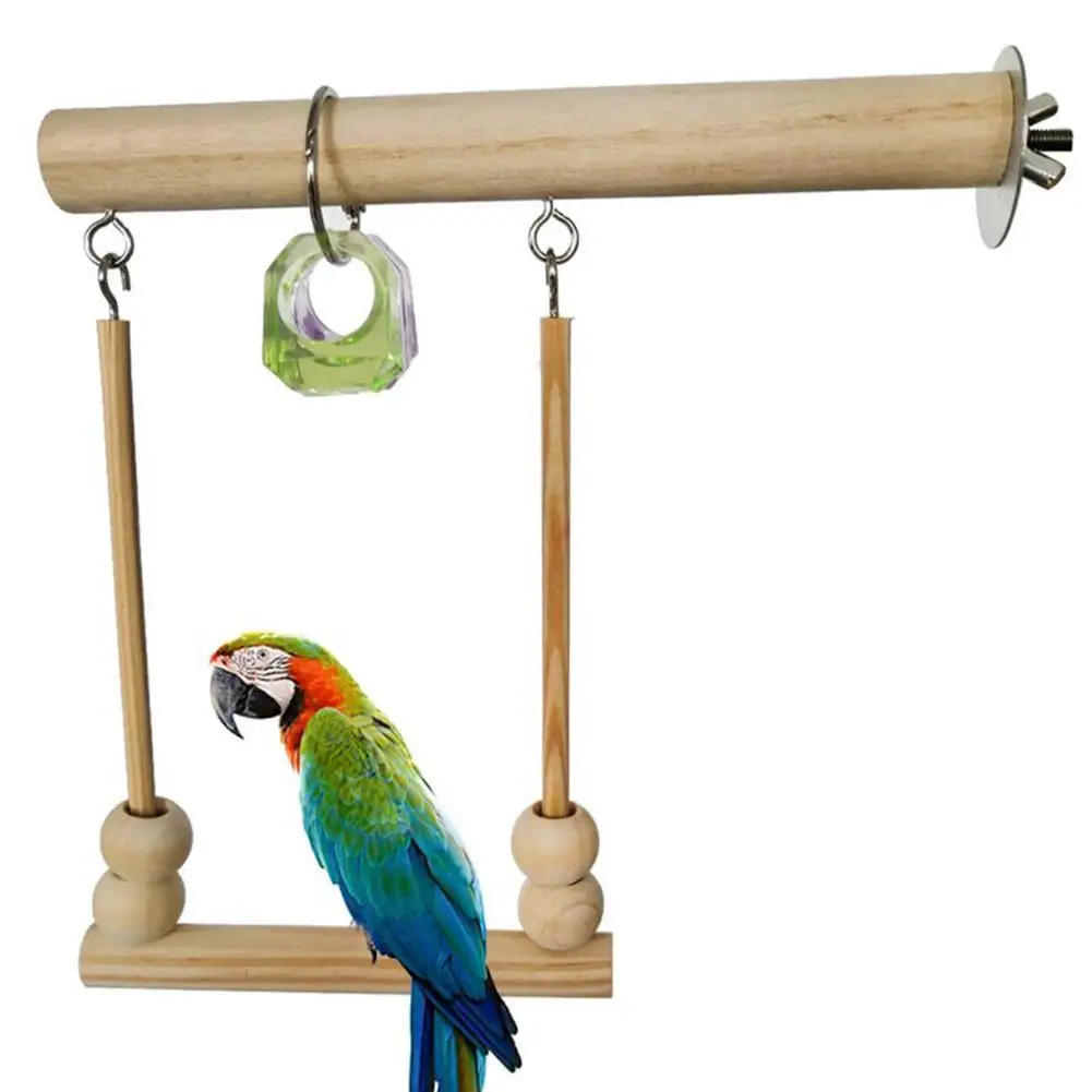 

Wooden Parrot Swing Gnawing Toys Parrot Perch Stand Wooden Bird Swing Toy for Cockatiels Conure Finch Lovebird