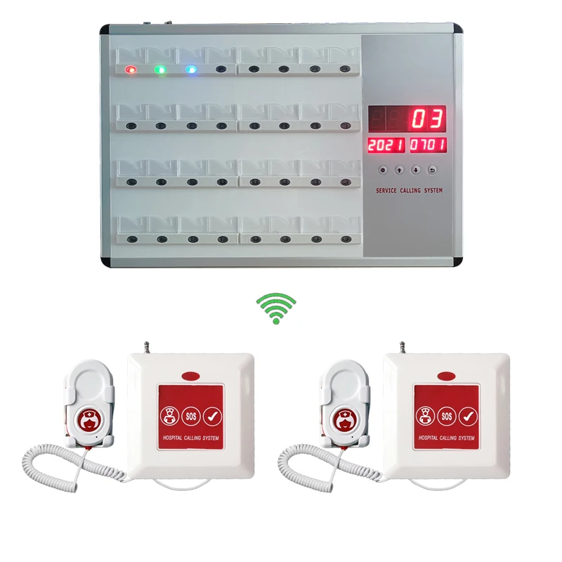 Ycall Wireless Call Bell for Elderly Patient SOS Panic Button System 1 Display Board 32 Buzzers