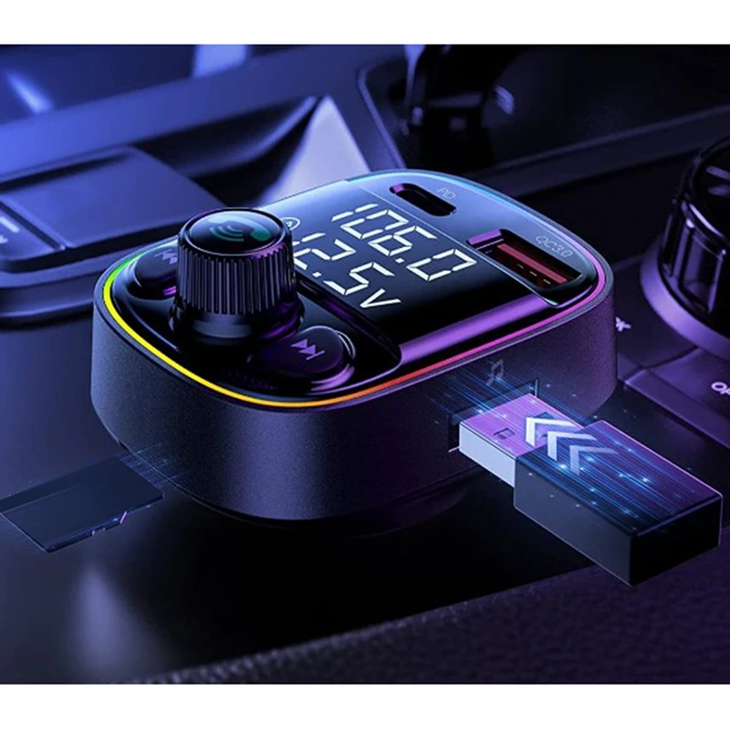 Автомобильный MP3-плеер Pd20W + Qc18W с поддержкой Bluetooth 5 0 и двумя цифровыми дисплеями