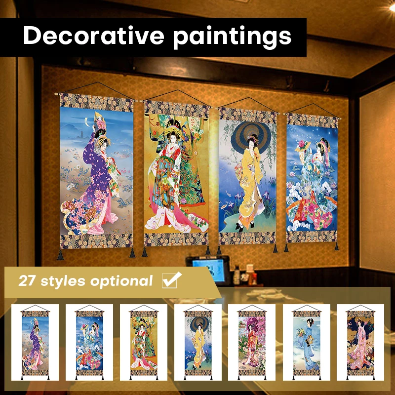 

Kimono Lady Picture Hanging Painting Japanese Homestay Restaurant Wall Decoration Picture Covering Privacy Hanging Cloth