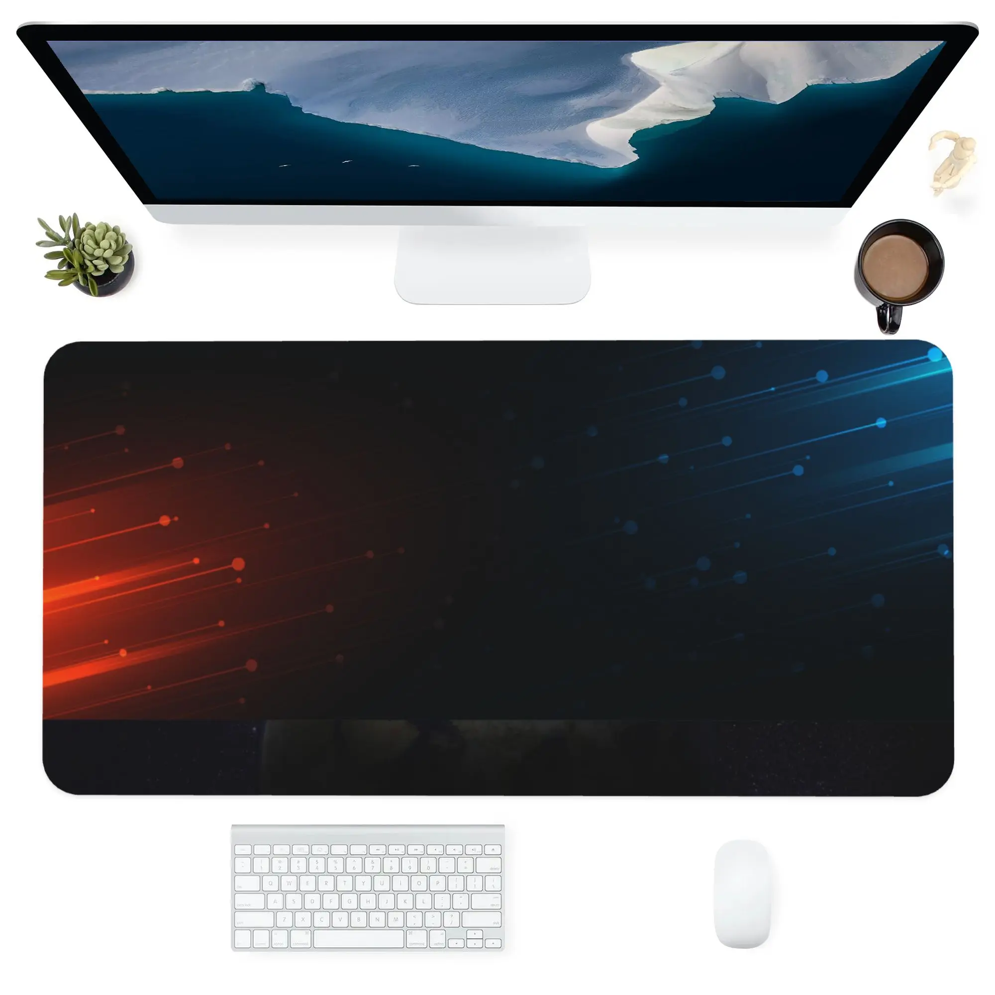 

Computer Office Mouse Pad Keyboards MousePad Accessorie Supplies Washable Personalized Desk Mat Blue Red Light Technology Sense