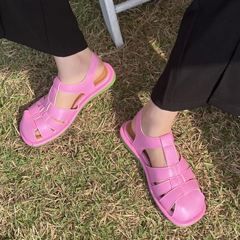 

Female Shoes Women Fashion Slides Gold Gladiator Lady Sandals 2022 Summer New Weave Round Toe Casual Outside Beach Ladies Flats