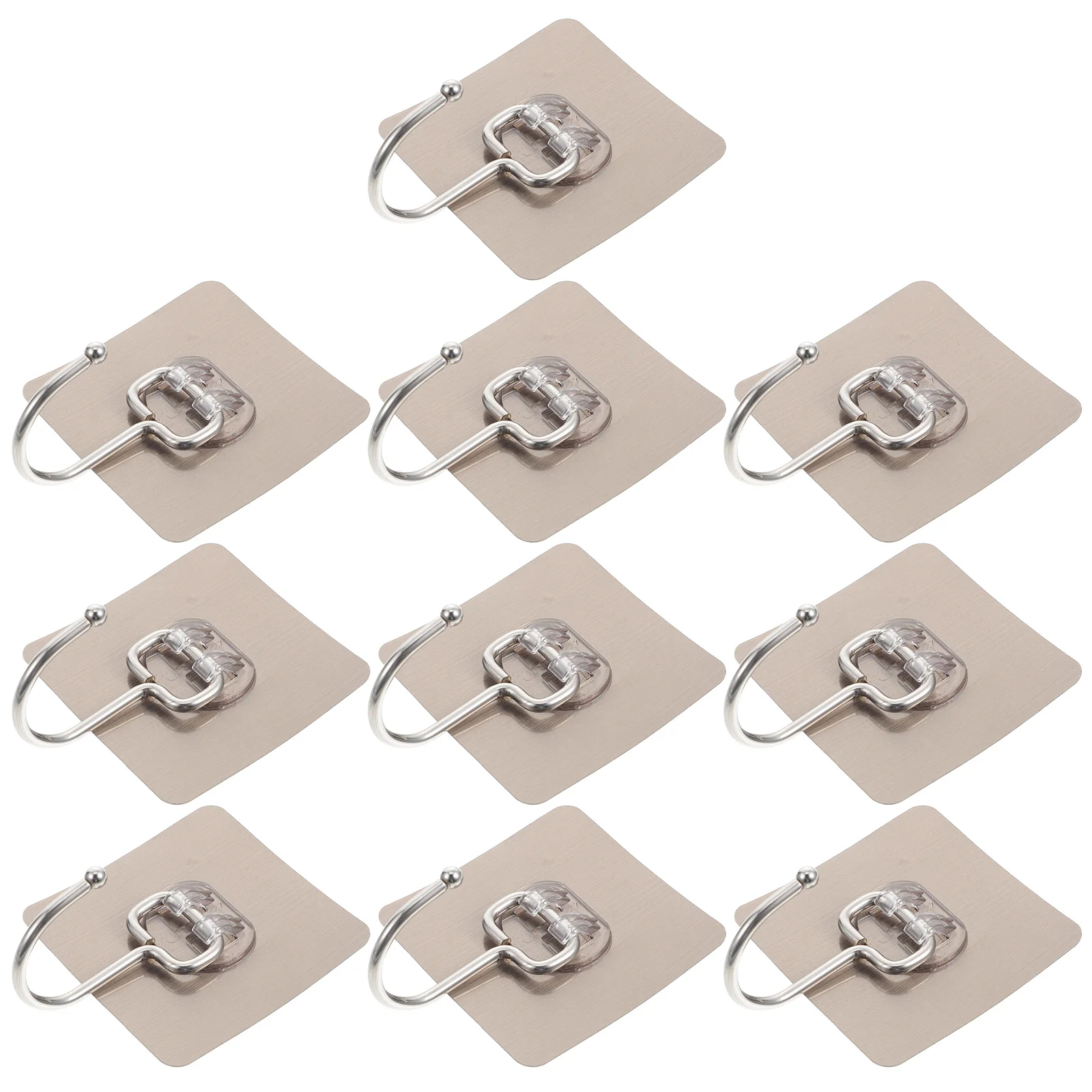 

10Pcs Stainless Steel Single Wall Hooks Racks Punch- free Paste Metal Clothes Bath Towel Hanger Self- adhesive Door Key Hooks