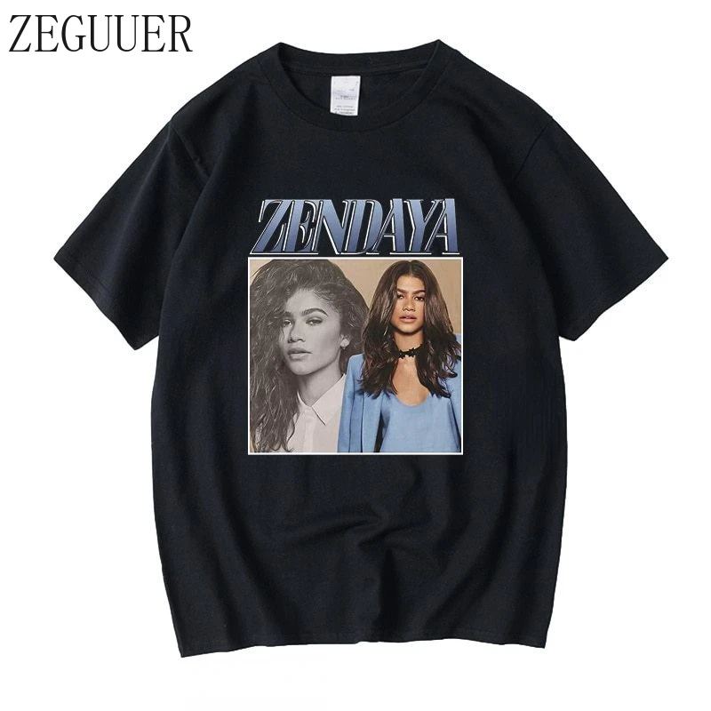 

Футболка Zendaya с рисунком манга, винтажная черная футболка унисекс, мужские футболки, футболки с графическим рисунком в стиле ретро, хлопкова...