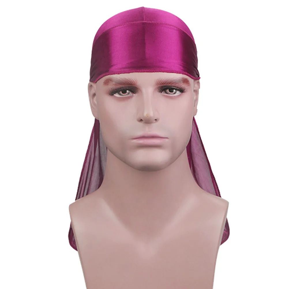 Шелковый тюрбан с длинным хвостом Durag Durags для мужчин шелковистая атласная лента