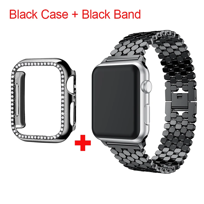 Luxury Stainless Steel Strap for Apple Watch Ultra 49mm Wristband PC Hard Diamond Case + Metal Bracelet for Iwatch Ultra 49mm