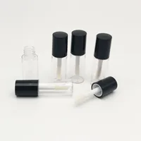New 3ML Mini Lip gloss Tube Empty Plastic clear lip glaze tubes,Black,Pink cap Small Sample Cosmetic packing Container