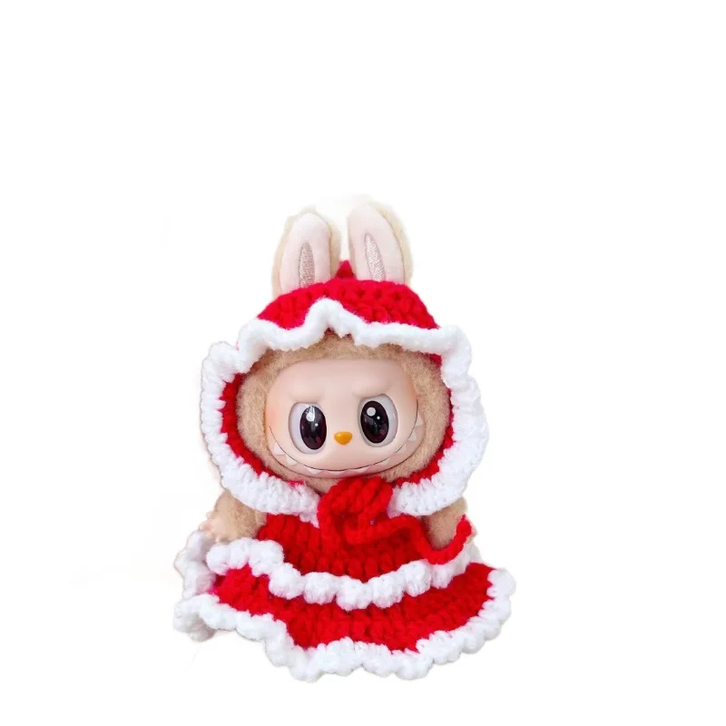 17 см Labubu II красное платье с бантом ручной работы куклы-идолы для сидения милая