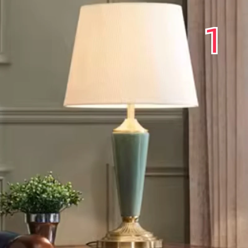 

J128801 All copper ceramic master bedroom bedside table lamp minimalist modern desk lamp