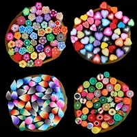 100pcs 3d diy cuttable heartwater dropflowerfruit slices slime putty crystal clay filler stick nails art plasticine rod toy