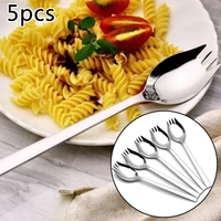 5pcs fruit spoon fork long handle salad spoon reusable ice cream salad dessert tableware convenient western multi function spork