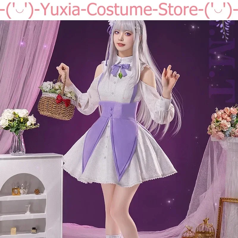 Эмилия Косплей Аниме Re:Life In A другой мир от нуля костюм пальгантонг платье