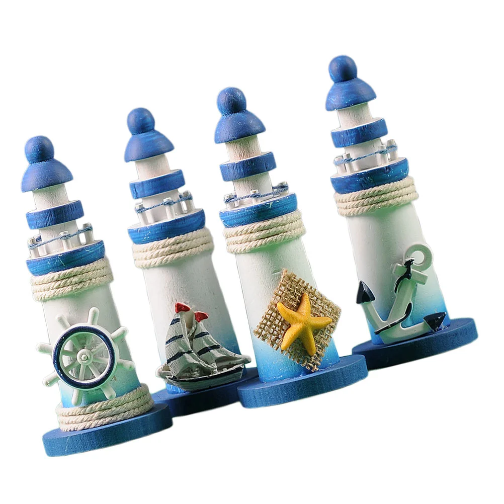 

4pcs Marine Style Lighthouse Crafts Ornament Miniatures DIY Home Decoration