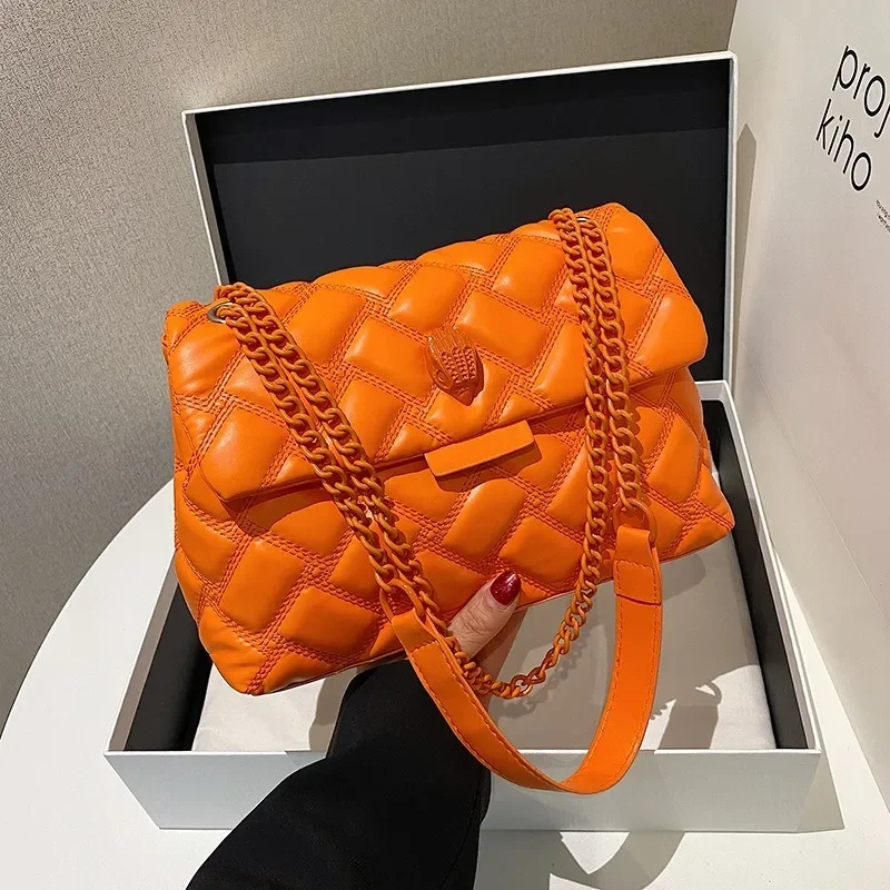 

Fashion Luxury Design Diamond Print Handbag Chain Crossbody Bag for Women High Quality Leather Lady Underarm Bags Macaron Color