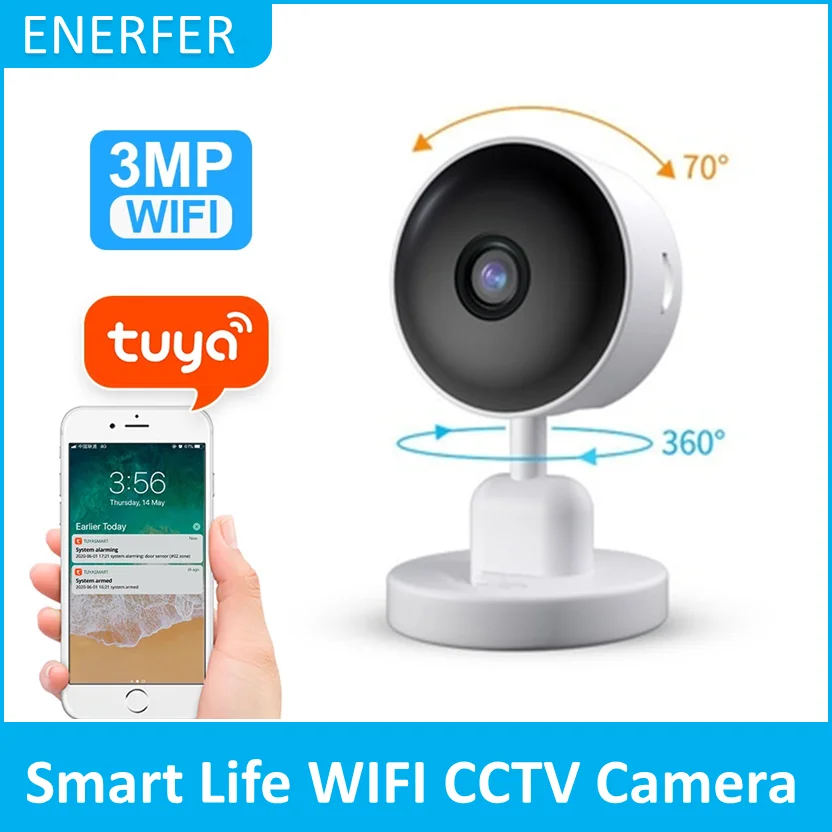 3MP Tuya Camera Mini Baby Monitor Smart Life Home Security Wireless Two Way Audio Motion Detection Network Camera
