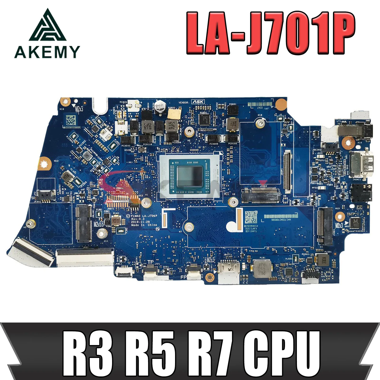 

For Lenovo Ideapad 5-14ALC05 5-14ARE05 Laptop Motherboard LA-J701P Motherboard. With AMD R3 R5 R7 CPU and 16G RAM.100% Test Work