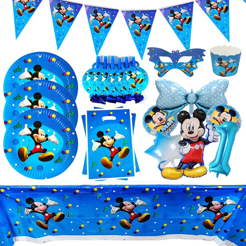 

Cartoon Disney Mickey Mouse Theme Paper Plates Cups Straw Birthday Decorate Foil Balloons Baby Shower Kids Favor Party Supplies