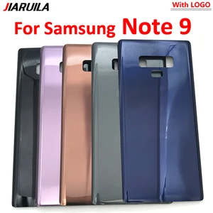 Задняя стеклянная крышка для Samsung Galaxy Note 9, Крышка батарейного отсека, задняя крышка батарейного отсека с клейкой поверхностью с логотипом