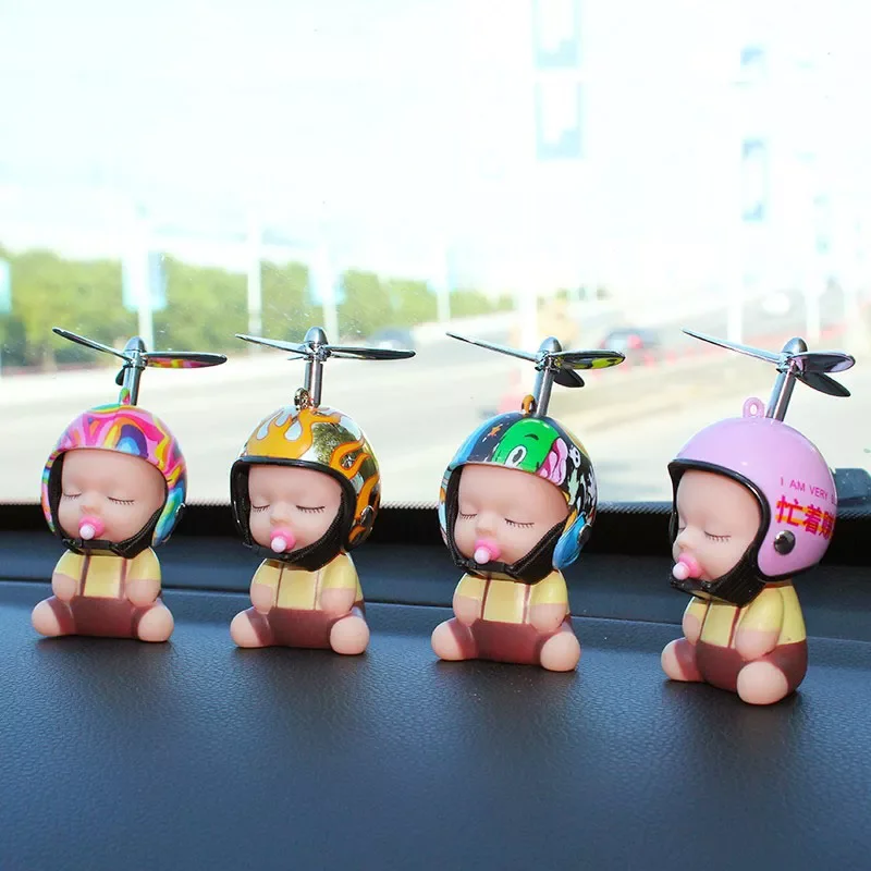 

Car Toy Duck Pacifier Baby Doll Cute Kids With Helmet + Safe Helmet Cap for Car Dashboard Review Mirror Accessories Fun Decor