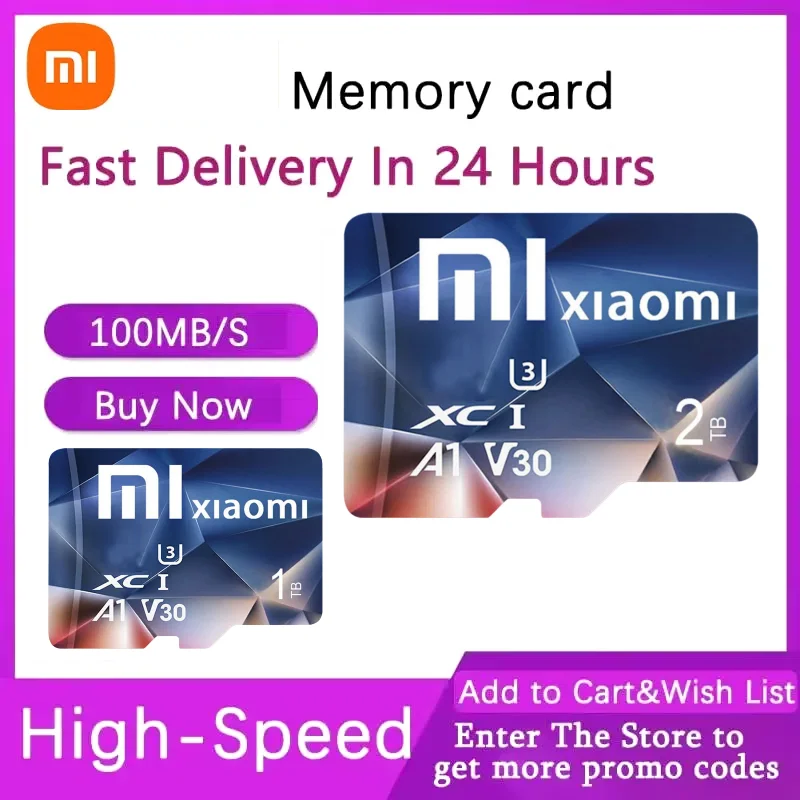 Оригинальная карта памяти Xiaomi 2 ТБ UHS-I 128 ГБ Micro TF SD-карта флэш-карта 256 512 1 TF-карта