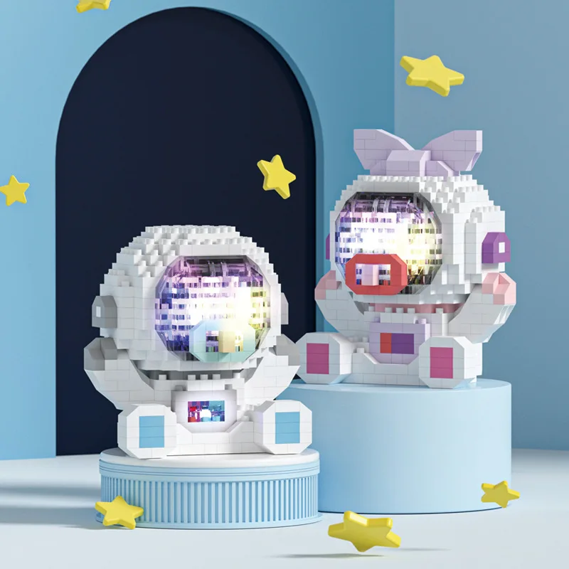 

Cute Astronaut Baby Micro Building Blocks Shine DIY Assembled Block Ornaments Kids Construction Toys Building Blocks