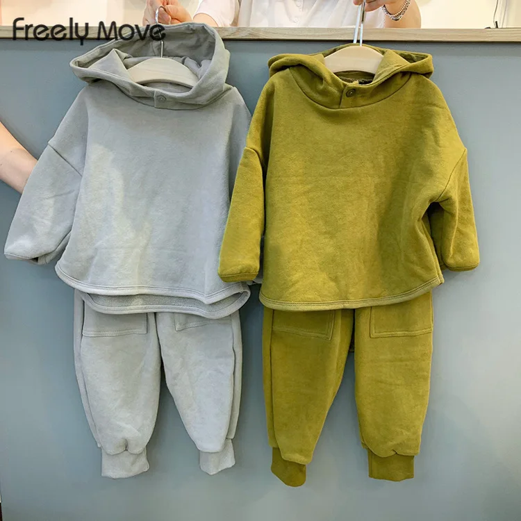 

Freely Move Fall Children's Clothing Sets Kids Boys Girls Clothes Long Sleeve Hooded Shirt+Pant Kids 2Pcs Suit Baby Outfit