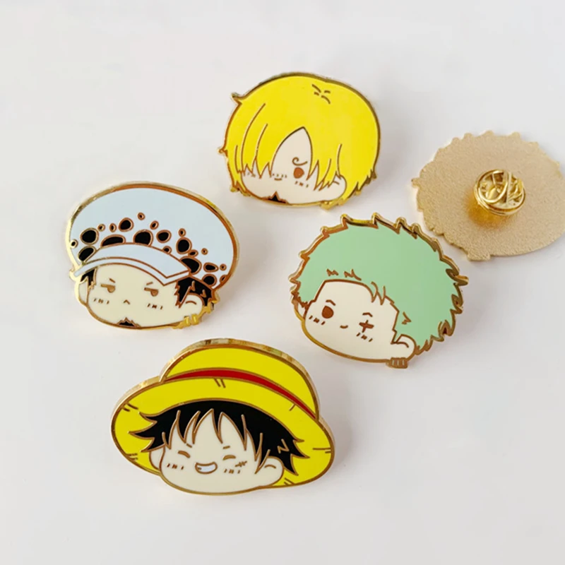 

ONE PIECE Cartoon Hard Enamel Pin Cute Luffy Zoro Sanji Law Badge Denim Jacket Brooch Backpack Hat Accessories Fans Gift