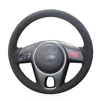 diy hand stitched non slip durable black leather car steering wheel cover for kia forte 2009 2014 soul 2010 2013 rio