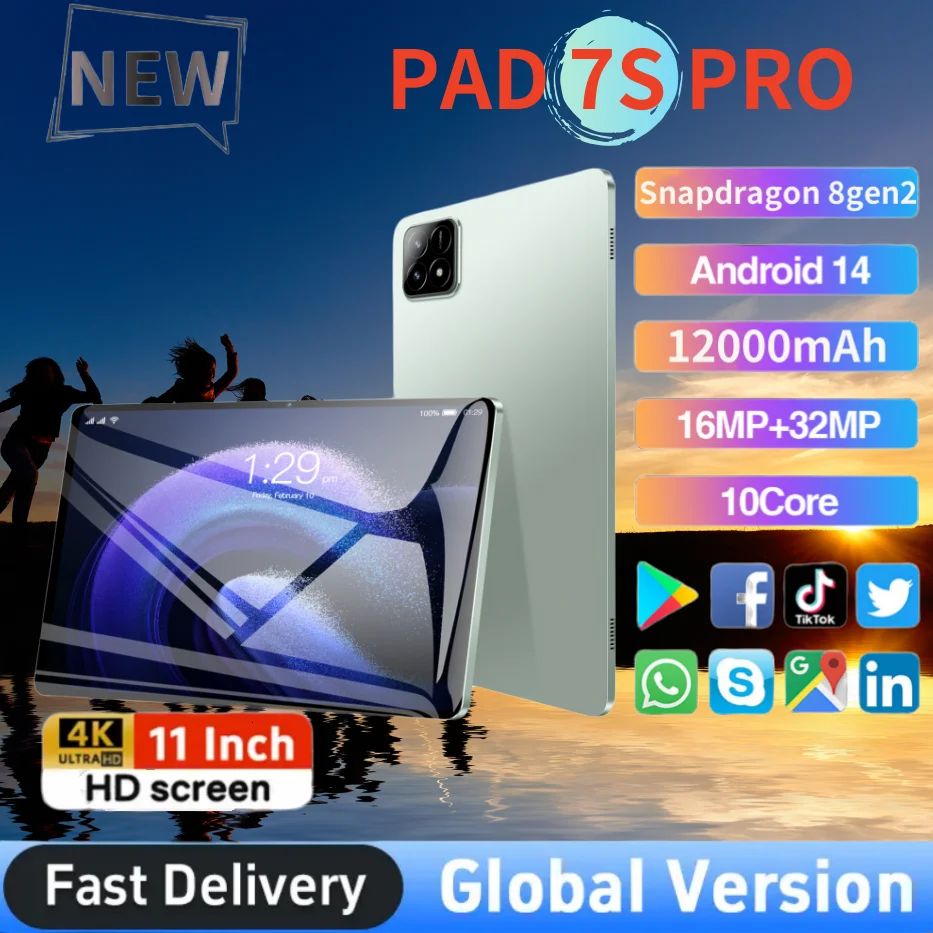 Новый планшет Orgin Xioaml Pad 7S PRO 4K HD 11 дюймов 22 ГБ + 2 ТБ Android14 Snapdragon 8gen2 5G Bluetooth 5.0
