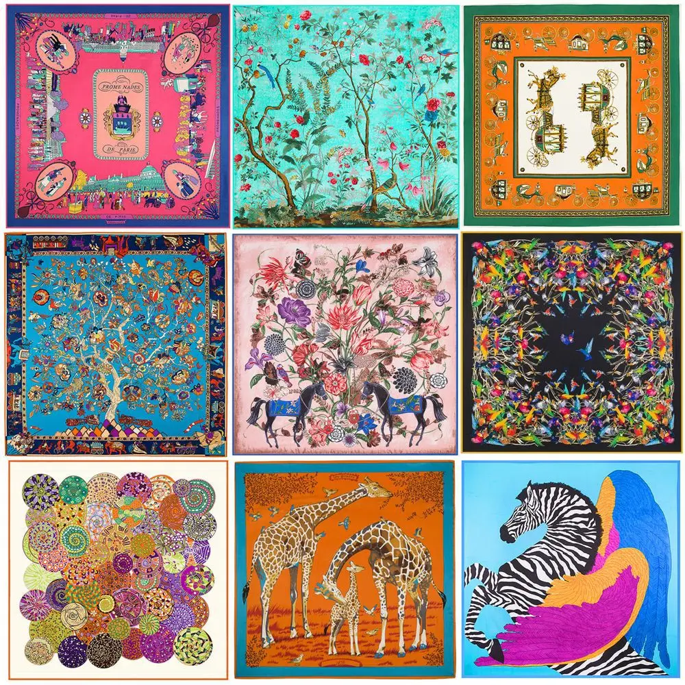 

Luxury Brand silk Scarf for Women Fashion Spring Big Summer Sunscreen Wraps Lady's Headband Shawls Hijab Foulard sjaals 130cm