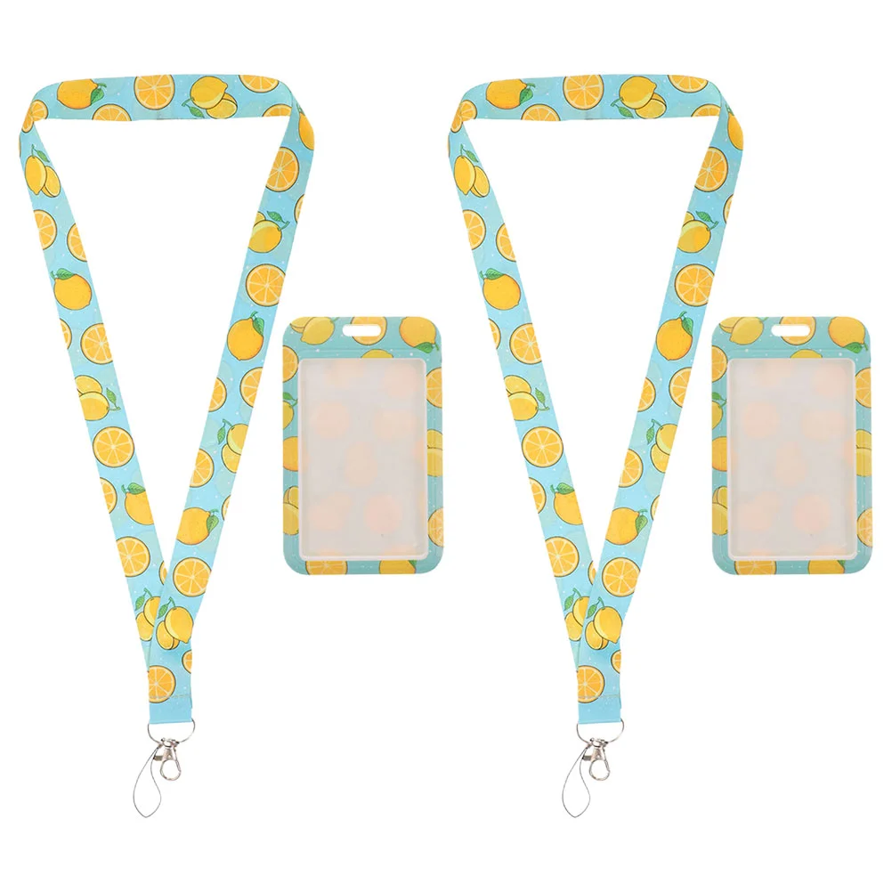 

2 Sets Lanyard Certificate Holder Card Sleeves Protective Cover Name Tag Adorable Work Credit Id