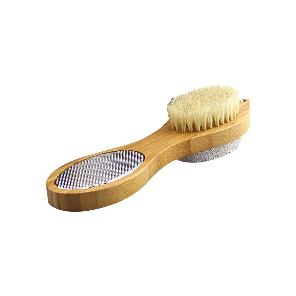 

Brush Pumice Stone with Wooden Handle Exfoliator Pedicures Calluses Remover Smoother Body Skin Feet Elbow Scrubber