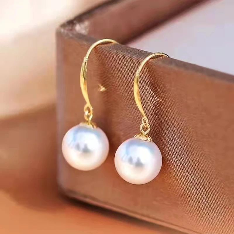 

MUZHI Real 18K Gold Natural AKOYA Seawater Pearl Drop Earrings Pure AU750 Earring Hooks Fine Jewelry Wedding Gift for Women