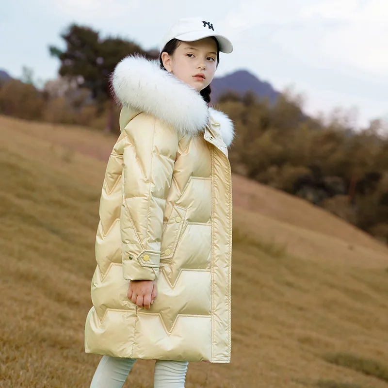 

New Girls Jacket Fashion Winter Clothes For Kids -30 Degree Warm Snowsuit White Duck Down Jacket Children TZ927