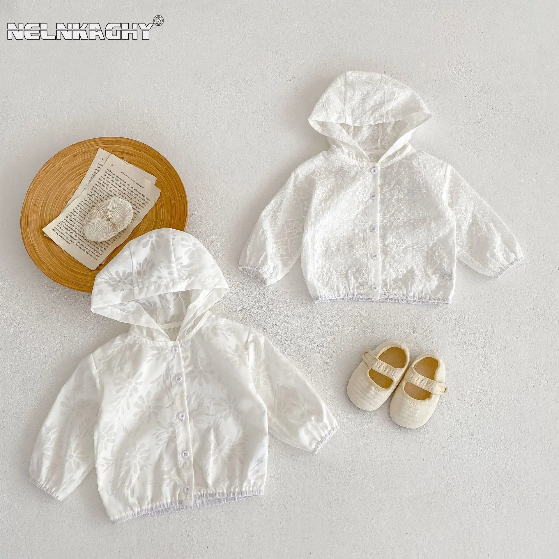 2023 New In Summer Pretty Infant Patterned Cardigan Full Sleeve Hooded Kids Baby Children Grls Sunscreen Shirt Thin Coat Jacket