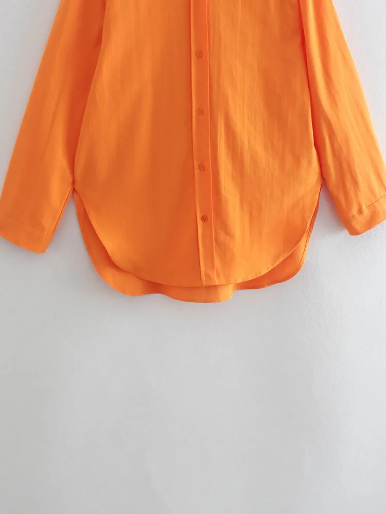 BBWM 2022 Новая женская летняя рубашка оверсайз Оранжевая универсальная однобортная