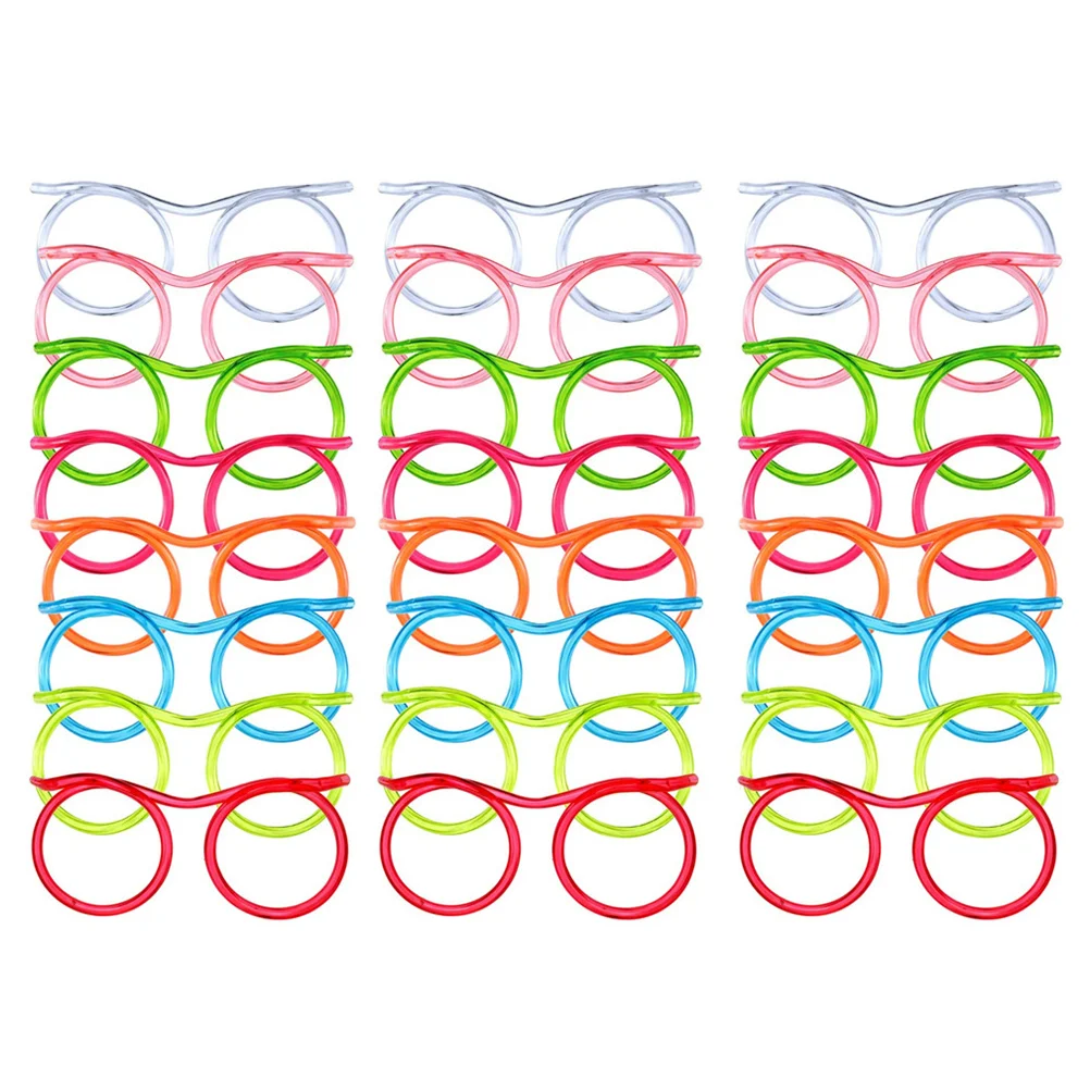 

24 Pcs Straw Glasses Crazy Funky Novelty Flexible Straws Silly Soft Drink Eyeglasses Funny Drinking Water Pipe Circulating
