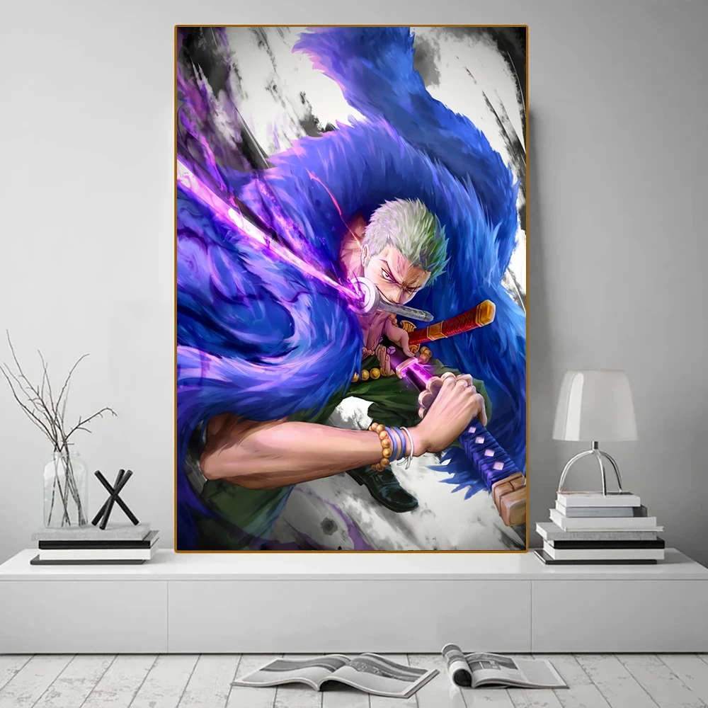 

Anime One Piece Canvas Painting Printed Rorolla Zoro Abstract Hand Painted Wall Art Decor Bedroom Kids Room Home Decor