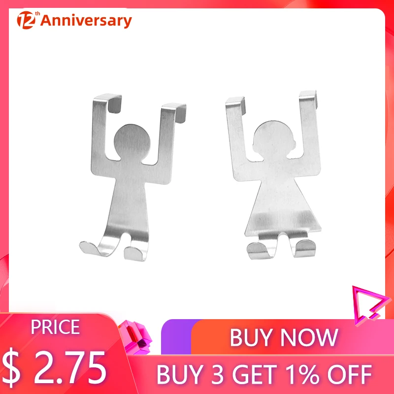 

Creative Non-Marking Door Back Hook Cartoon Human-Shaped Nail-Free Cabinet Door Rear Rack Bag Hanger Storage Hook Home Tool