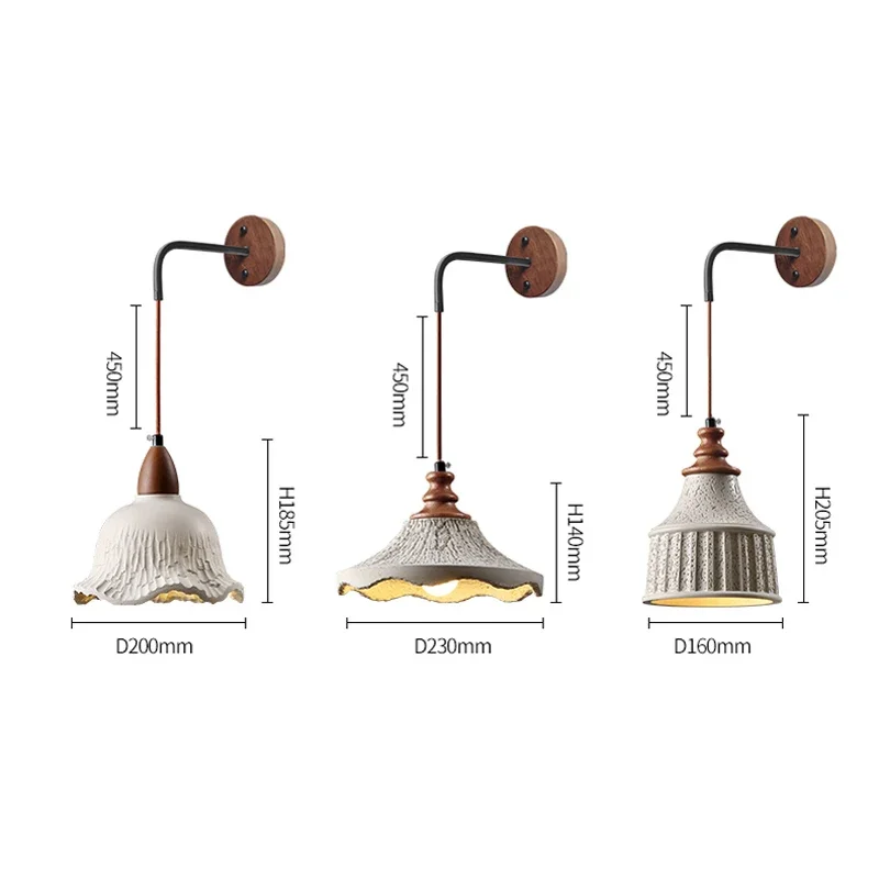 Японский оригинальный цементный настенный светильник для проживания в