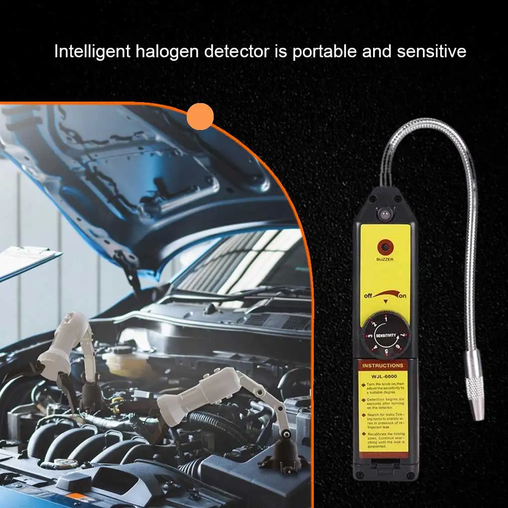 

WJL-6000 Halogen Leak Detector Lightweight Automotive Refrigerant Gas Leakage Tester Portable Car Diagnostic Tools Gas Analyzer