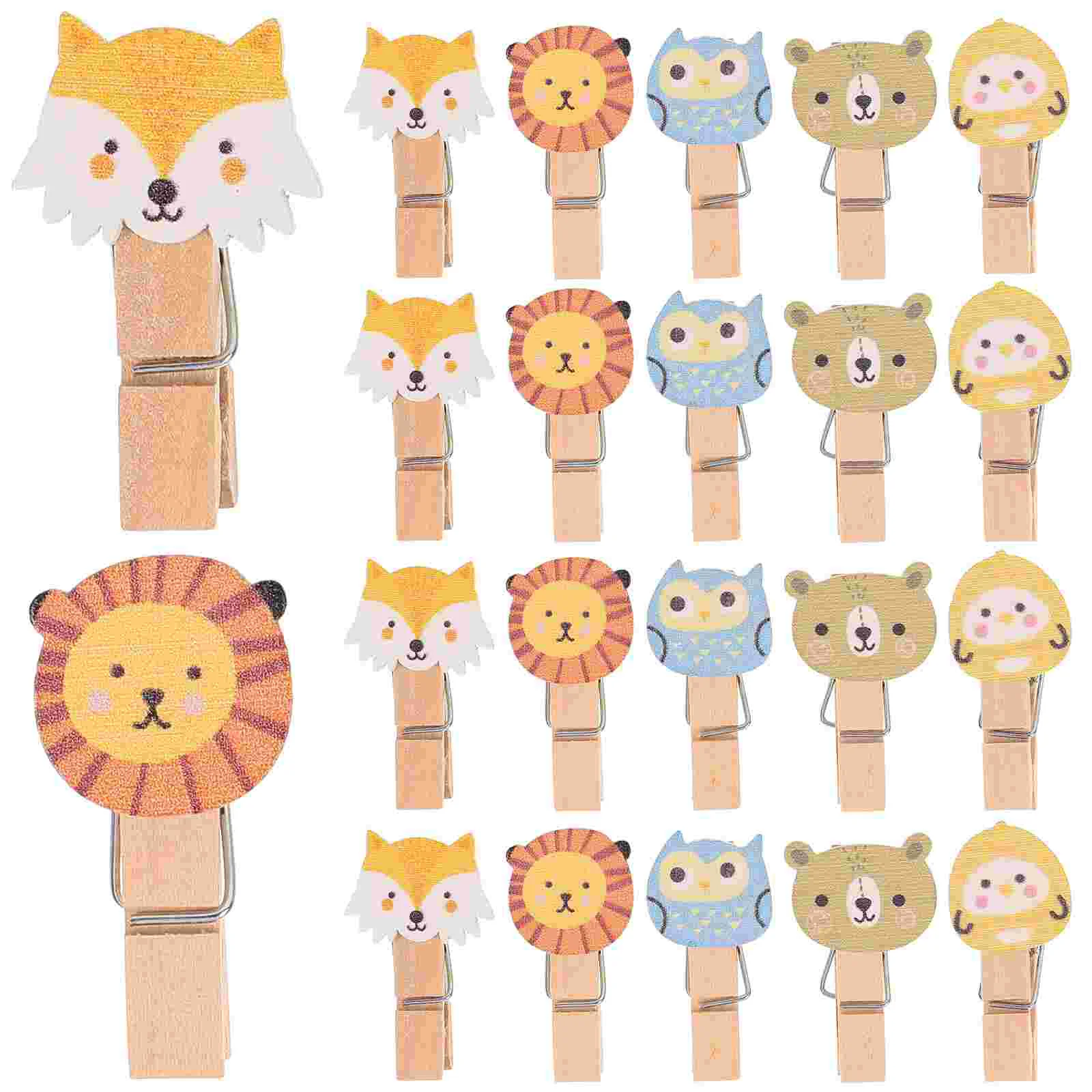 

100 PCS Photo Paper Mini Clothespins Pegs Wood Clamps Wooden Clip Cartoon Clips Mini