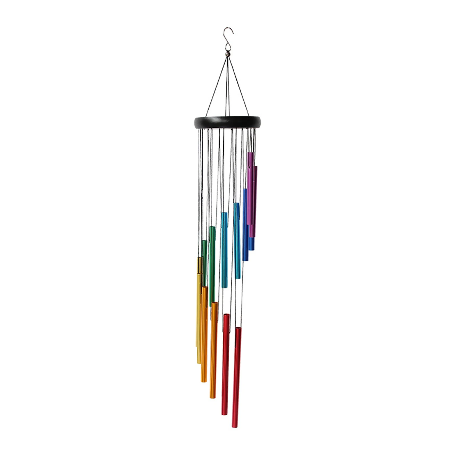 

29inch Home Decor Rotating With 14 Colorful Tubes Patio Porch Wind Chimes Aluminum Alloy For Outside Soothing Sound Meditation