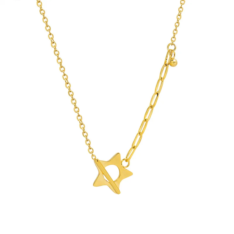

Stainless Steel OT Clasp Necklace For Women Wholesale Jewelry Charm Five Pointed Star Chokers Adjustable Size Bijoux Collars