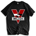 Новая футболка, черные топы для мужчин, мужская футболка INGSOC George Orwell 1984, летняя футболка с рисунком большого брата