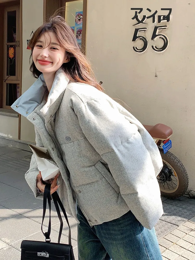 Розовый короткий пуховик верхняя одежда для женщин зима 2024 новая корейская серия