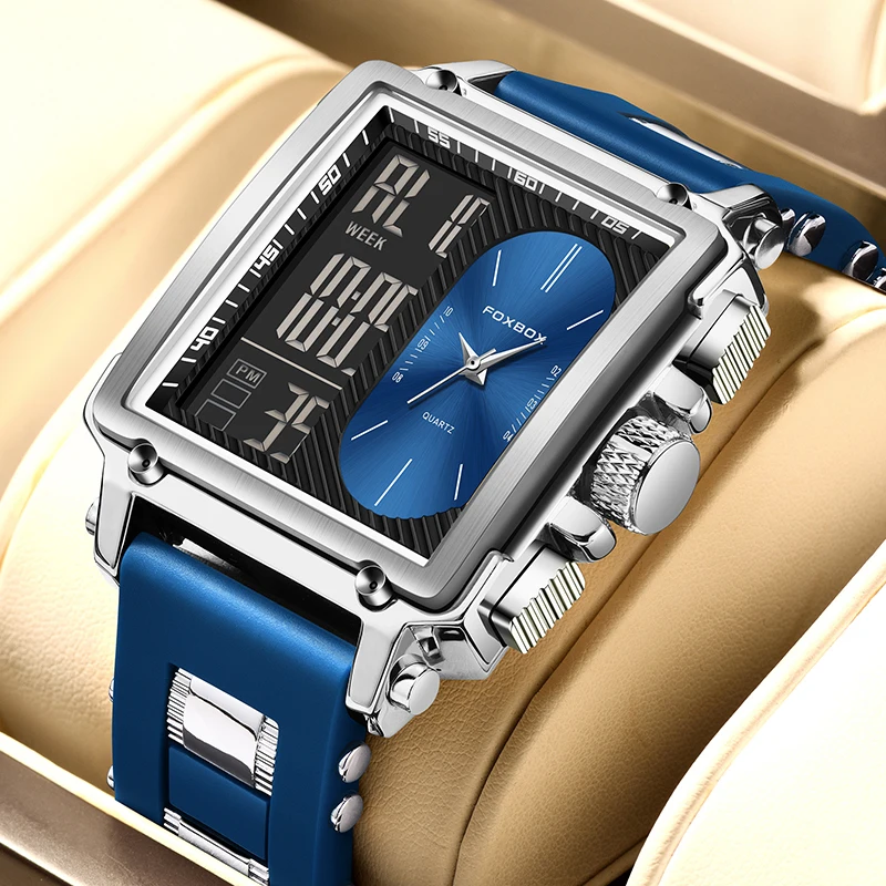 FOXBOX оригинальные кварцевые мужские наручные часы в стиле милитари спортивные