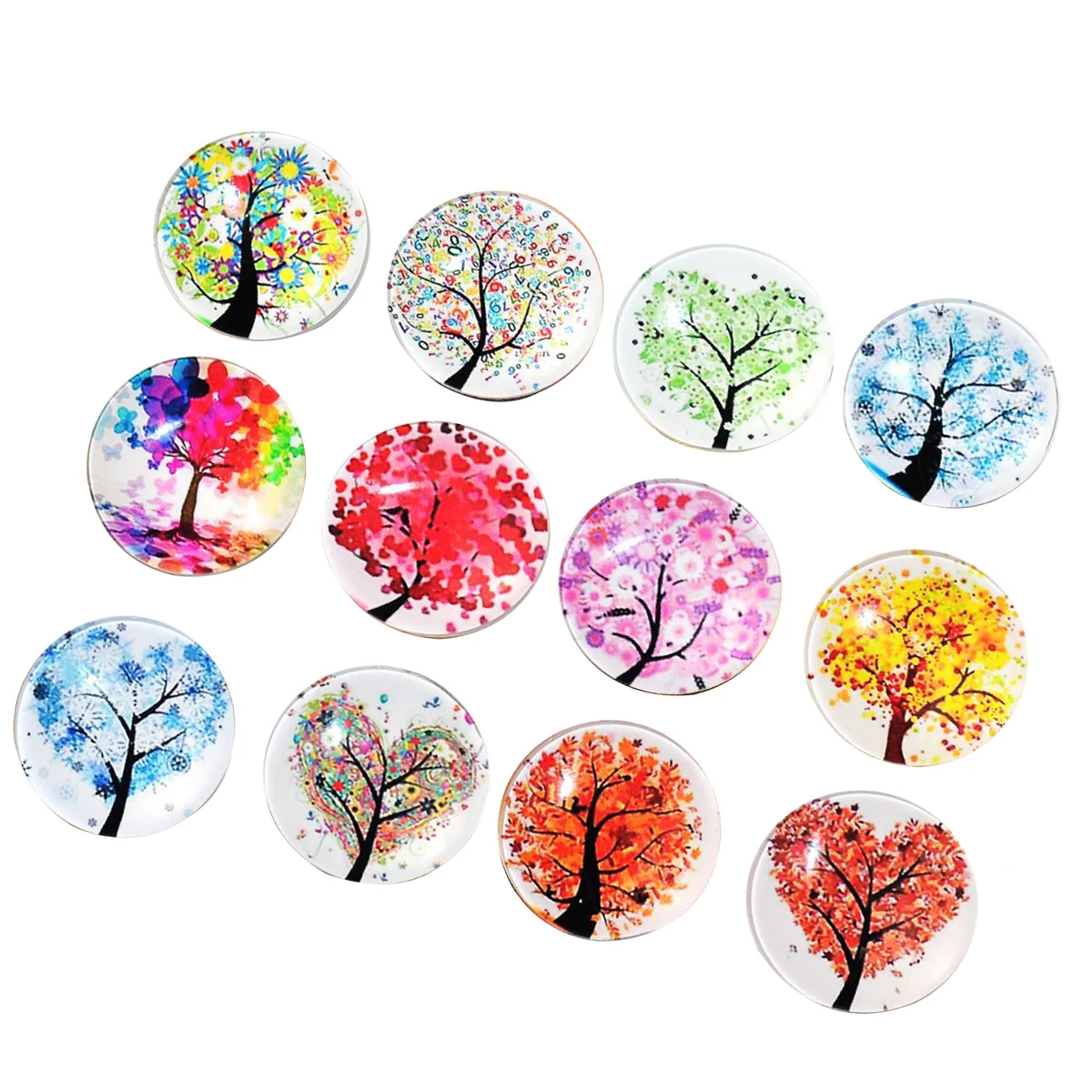 

12 Pcs Fridge Magnets Stickers Refrigerator Door Magnets Refrigerator Decor Glass Magnets Landscape Tree Fridge Stickers