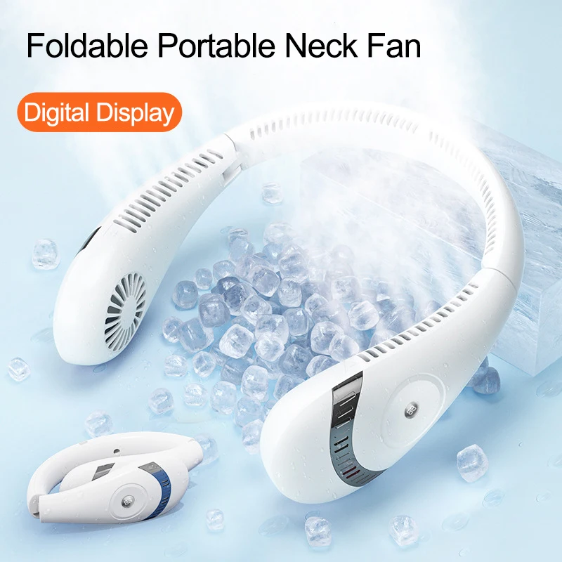 

5000mAh Portable Neck Fan Silent Bladeless Foldable Electric Fan USB Rechargeable Air Conditioner Ventilador For Home Camping